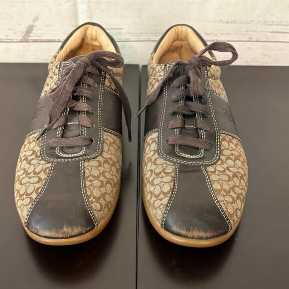 Coach Brown Tan "Slyvie" Tennis Shoes Womens 8 - Picture 3 of 7